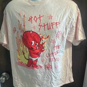 HOT STUFF THE LITTLE DEVIL Retro Size XS Men Oversized Pink T-Shirt